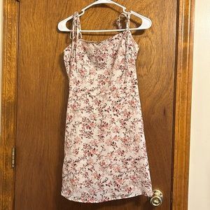 white floral dress with tie straps